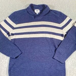 Old Navy Blue and Cream Turtleneck Sweater